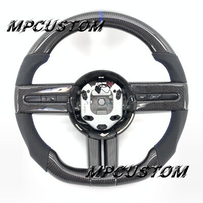 Black Carbon Fiber Steering Wheel fit For Ford Mustang V6 V8 GT 2005 2006-2009