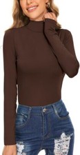 Women's Mock Turtleneck Top - Casual Slim Fit Lightweight Under Layer Pullover
