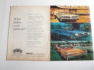 1959 Pontiac Bonneville Art Fitzpatrick Van Kaufman 2-page Vintage Print Ad 1