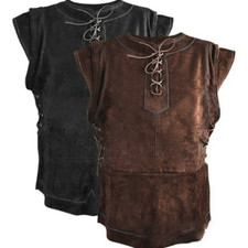 Men Vintage Medieval Vest Renaissance Sleeveless Cosplay Costume Shirt Top