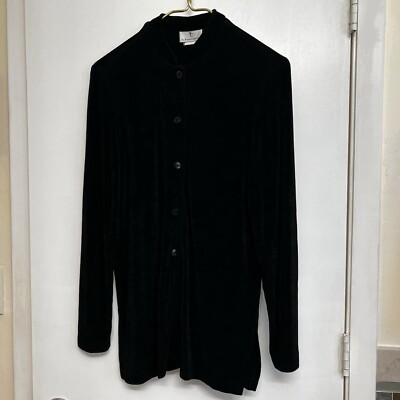 Travel Connection Top Black Long Sleeve Blouse One Size SML Stretch Comfy Travel