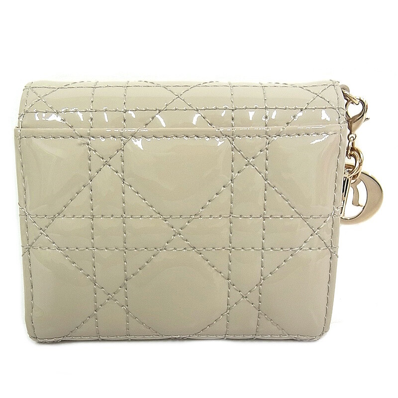 Christian Dior Lady Lotus Wallet Trifold Greige Calfskin Christian Dior Lady Lotus Wallet Trifold Greige Calfskin