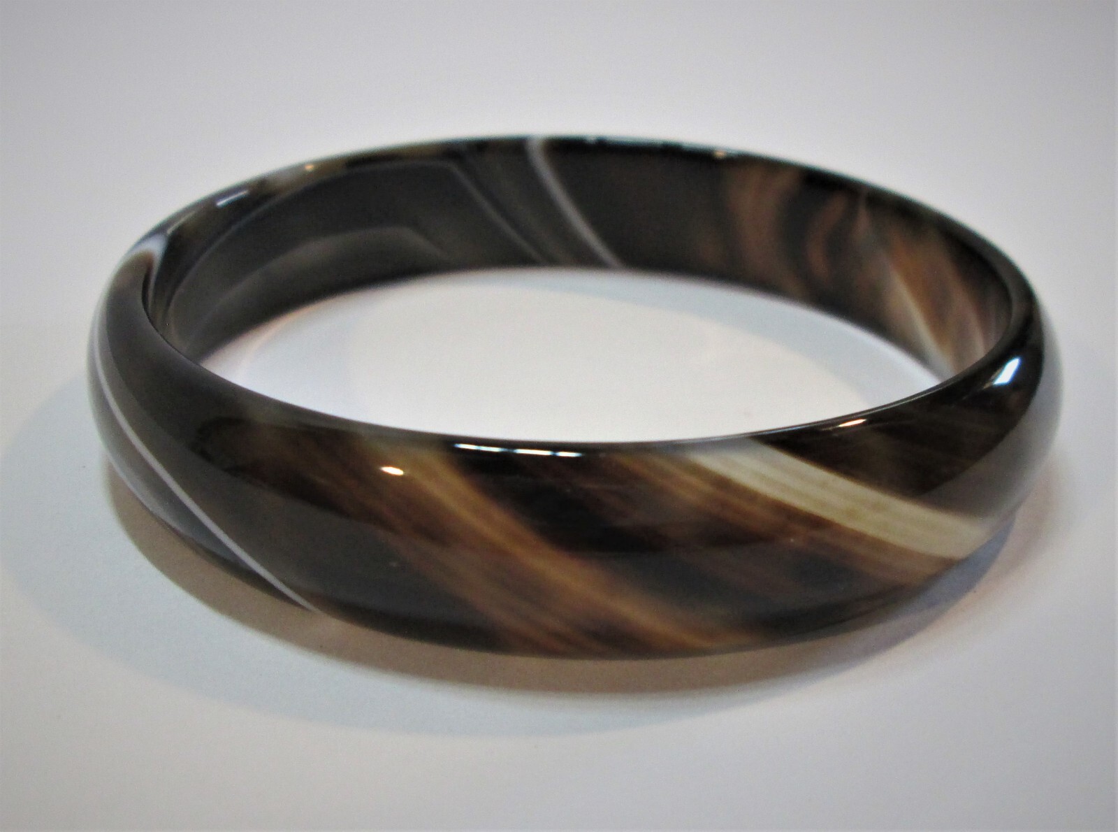 SOLID STONE BANDED AGATE BANGLE BRACELET VARIOUS … - image 6