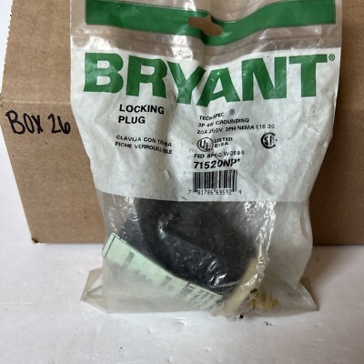 NEW BRYANT 71520-NP 3 POLE 4 WIRE LOCKING PLUG 20 AMP