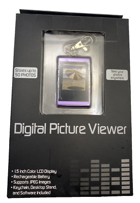 Digital Picture Viewer Keychain PURPLE Holds Up To 50 Pictures Y2K Era