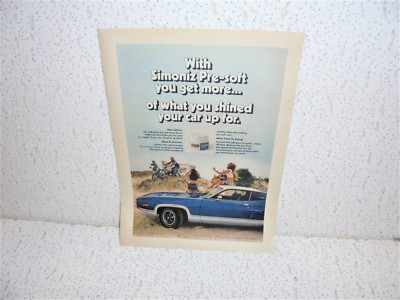 #ad Vintage Simonize Car Wax Magazine Ad With 1972 Plymouth Satellite Mopar $9.99