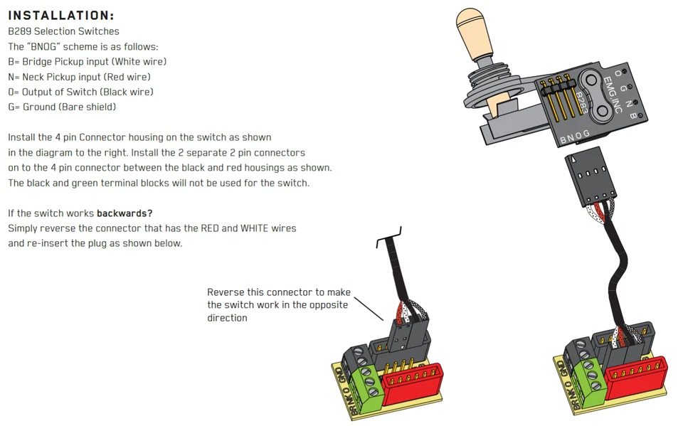 Interruptor de palanca EMG 17 PULGADAS 4 pines cable de conexión rápida sin soldadura para activo/pasivo Foto 3 de 3