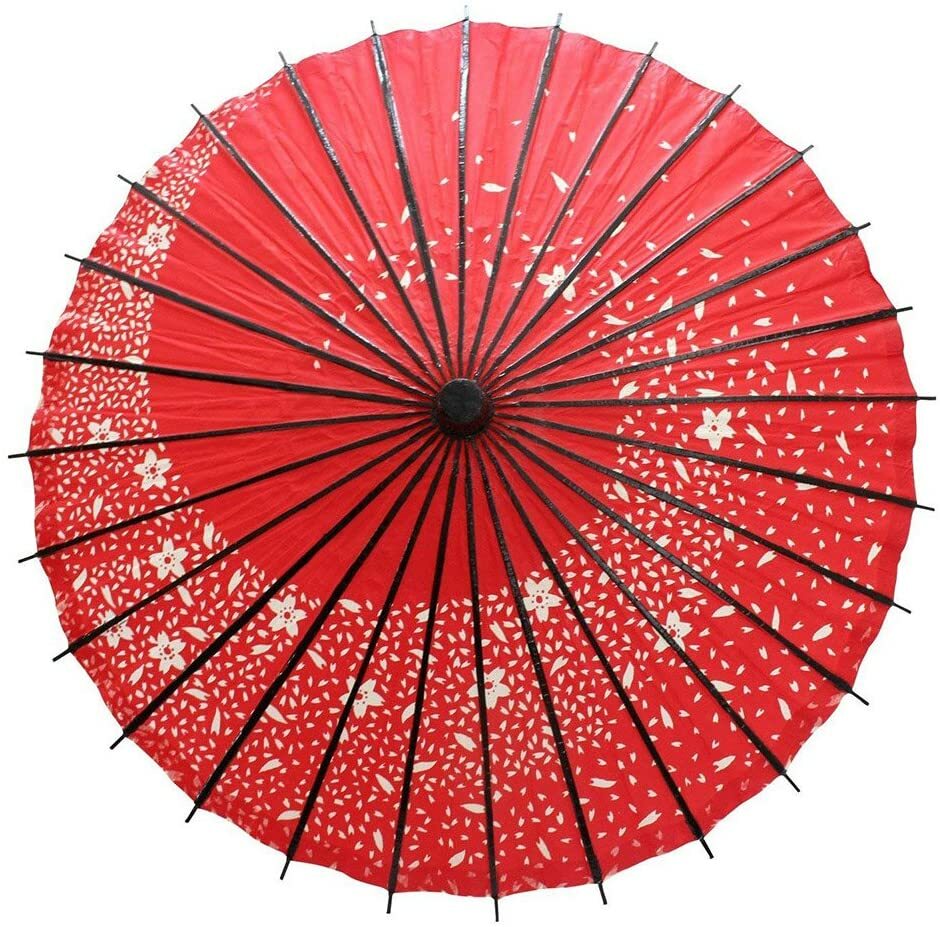 Japanese Wagasa Paper Umbrella Red Kimono Sakura Samurai for