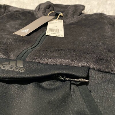 Adidas Womens Size XS Faux Fur Mock Neck Half Zip Pull Over