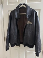 VTG 90s Planet Hollywood Orlando Mens Sz  XLLeather Bomber Jacket Reversible