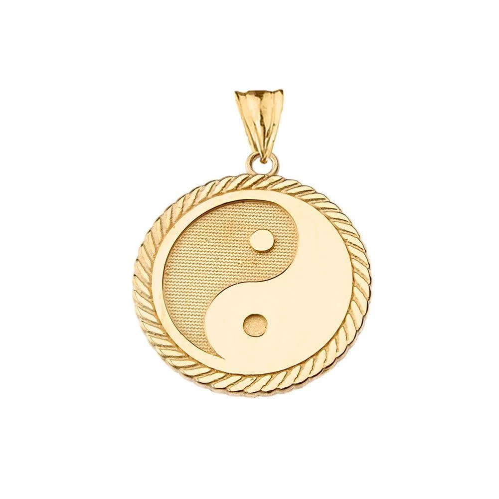 Solid 10k Yellow Gold Yin Yang Pendant Necklace eBay