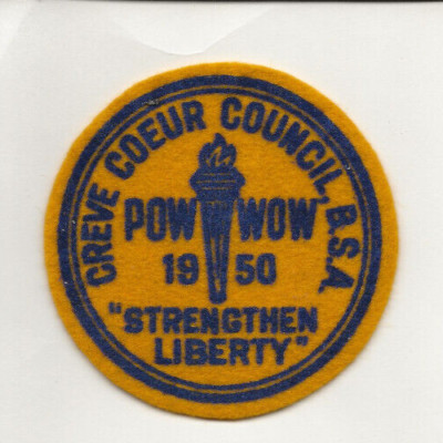 FELT PATCH / CREVE COEUR COUNCIL * 1950 POW WOW - Boy Scout BSA GnW/B17