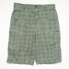 Shawn White Shorts Boys Size 14 XL Green Check Cotton Zip Fly 4 Pocket GUC