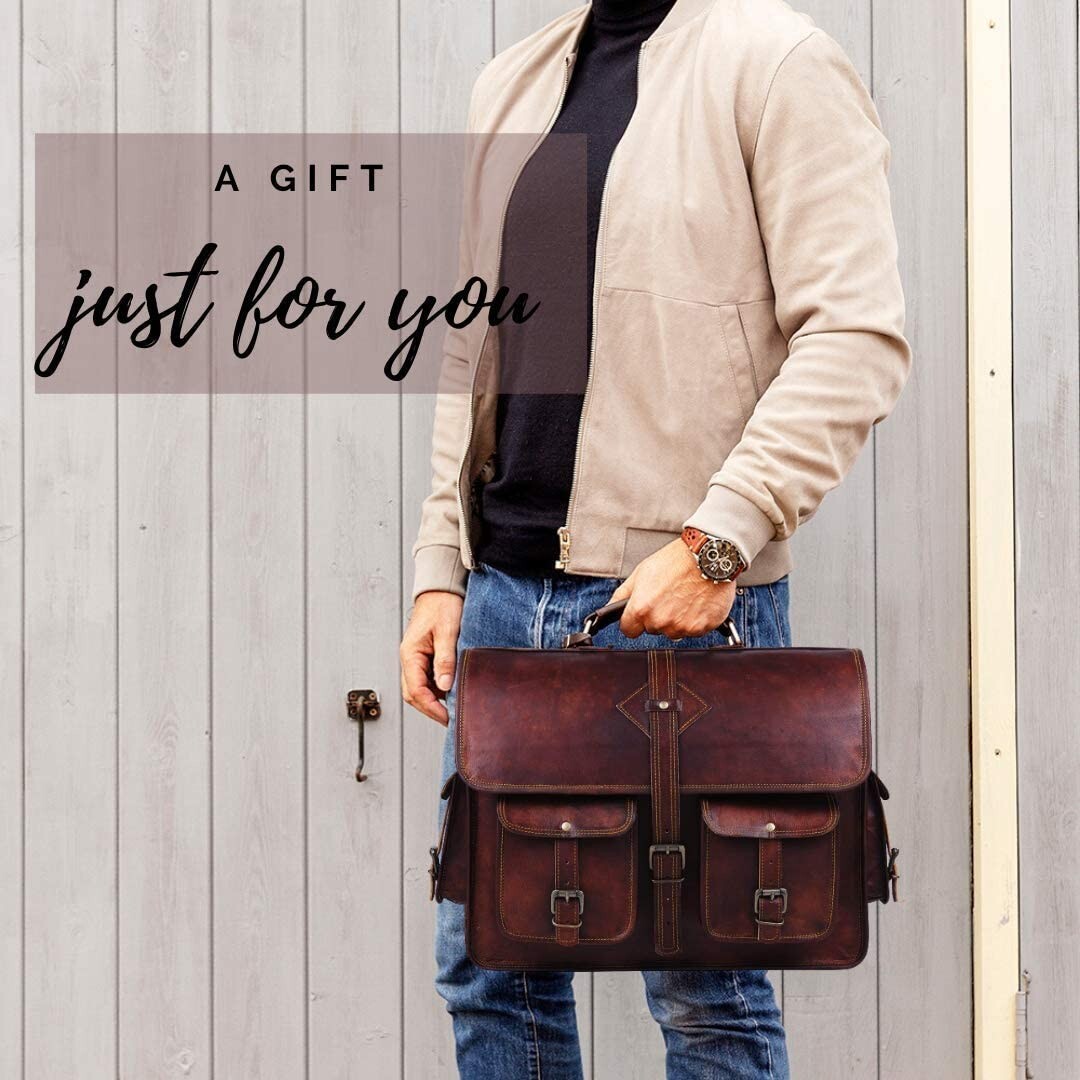 Vintage Leather Laptop Bag for Men |