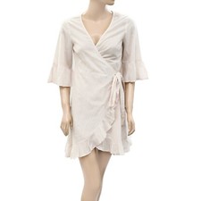 Odd Molly Anthropologie Wrap Ruffle Mini Dress Bell Sleeve Resort S-1 NEW 261087