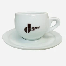 Danesi Cafe White Porcelain Cappuccino/Latte Coffee Cup & Saucer Plate