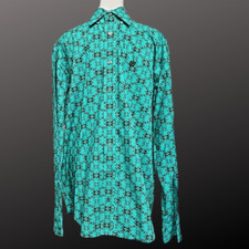 Cinch Mens Green Butterfly Long Sleeve Western Show Shirt Size Small Pre-Loved