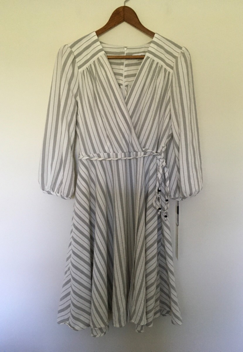 calvin klein grey and white striped dress Calvin Klein | Dresses | Calvin Klein Striped Dress With Belt Size