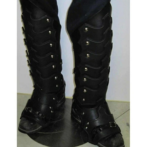 Larp Armatura Gambe Pelle Gotico Greaves Mezzi Chaps Ghetta Medievale Cavaliere Vichingo - Foto 13 di 16