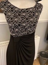 Connected  Apparel Black White Embellished Length 53” Dress  S  Uk 6 Dress Only