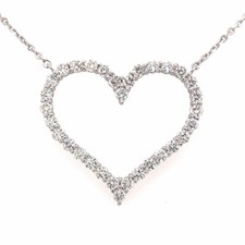 1.50 ct F/SI-1 Round Brilliant Diamond Heart Pendant Necklace 14K White Gold