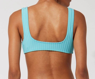 Solid Striped The Elle Ring Bikini Swim Top Greek Blue Size