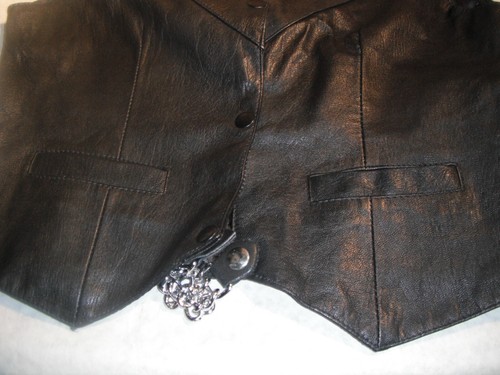 Hudson Leather Vest Black Biker Vintage Sturgis Patch Harley, Pins Women's XS - Picture 4 of 8