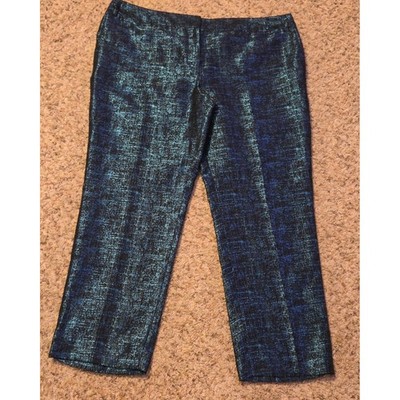 Express Metallic Editor Pants Women's Size 14R Blue Black