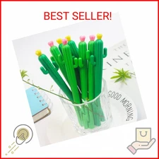 Abgream Pack of 30 Cactus Shaped Ballpoint Pens 0.5mm Black Gel Ink Writing Pen 