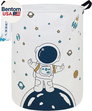 Round Space Astronaut Laundry Basket, Collapsible Laundry Hamper for Boys, Cute