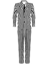 Halloween Black White Striped Men Costume Comedy Horror Size XXL