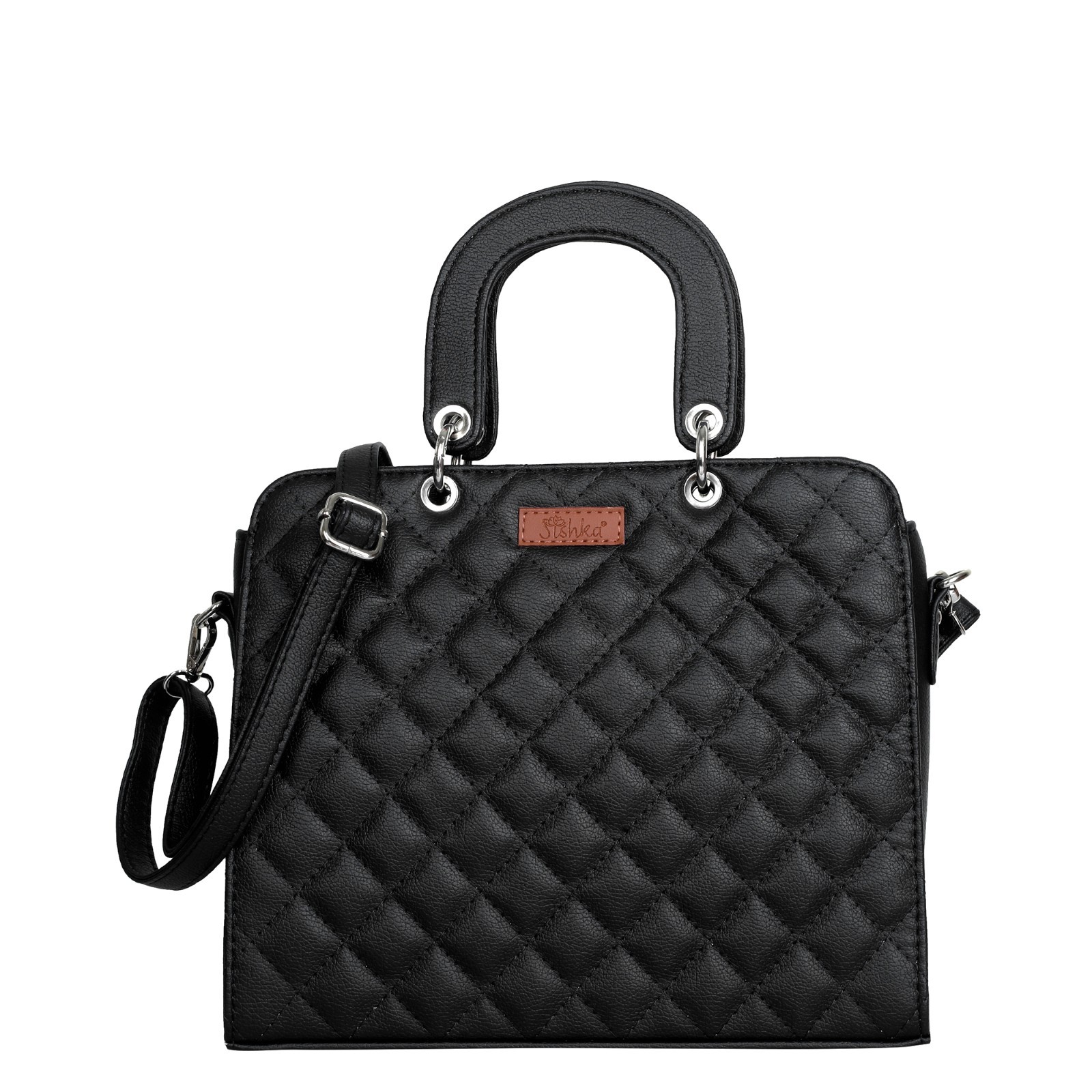 Women’s Quilted Vegan Leather Satchel – Top Handle Handbag with Strap for Office