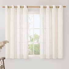 Linen Curtains Cream 52W x 54L 2 Pack 54 Inch Length