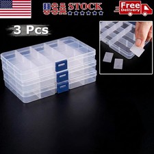 3 Pack Clear Jewelry Box Plastic Bead Storage Craft Container Earrings Organizer