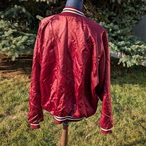 Vintage 80s Bomber Jacket Mens XXL Snap Front Striped Cuff Quilted Lining READ - Picture 2 of 14