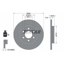 1x Bremsscheibe TEXTAR 92352703 passend für FORD