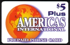 $5. Plus Americas International : World Globe (Expired) Phone Card