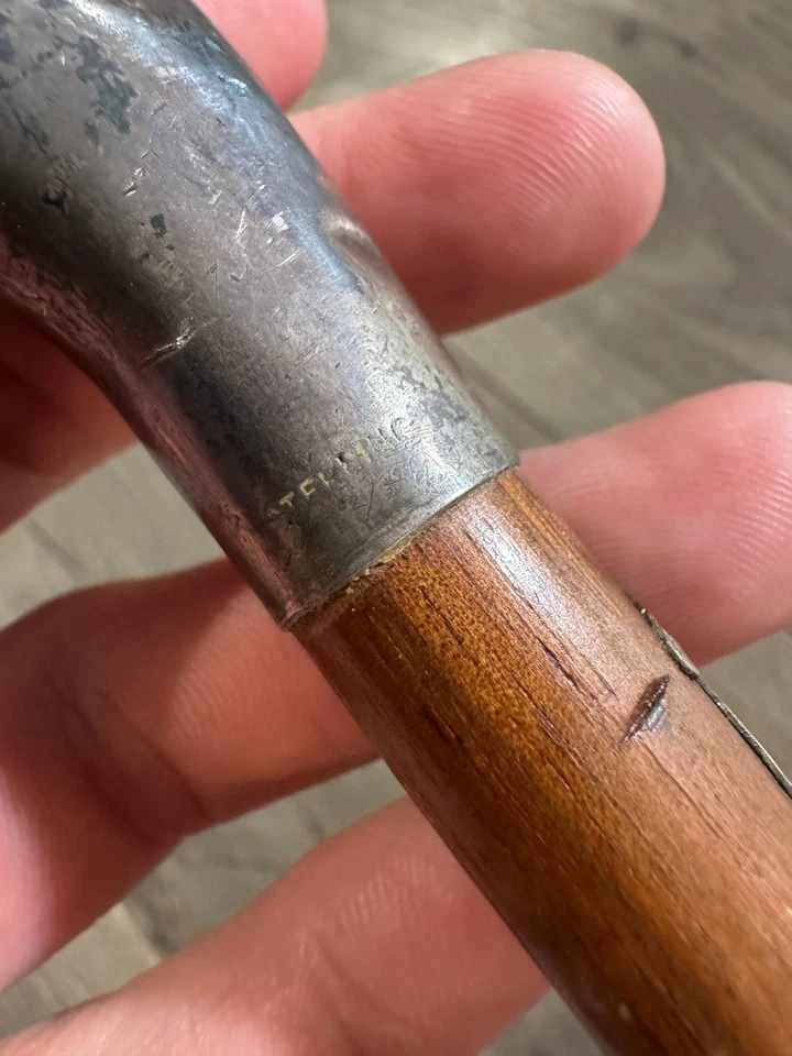 Bastão de bengala estilo antigo vitoriano prata esterlina cabo madeira 37,5” - Imagem 4 de 4