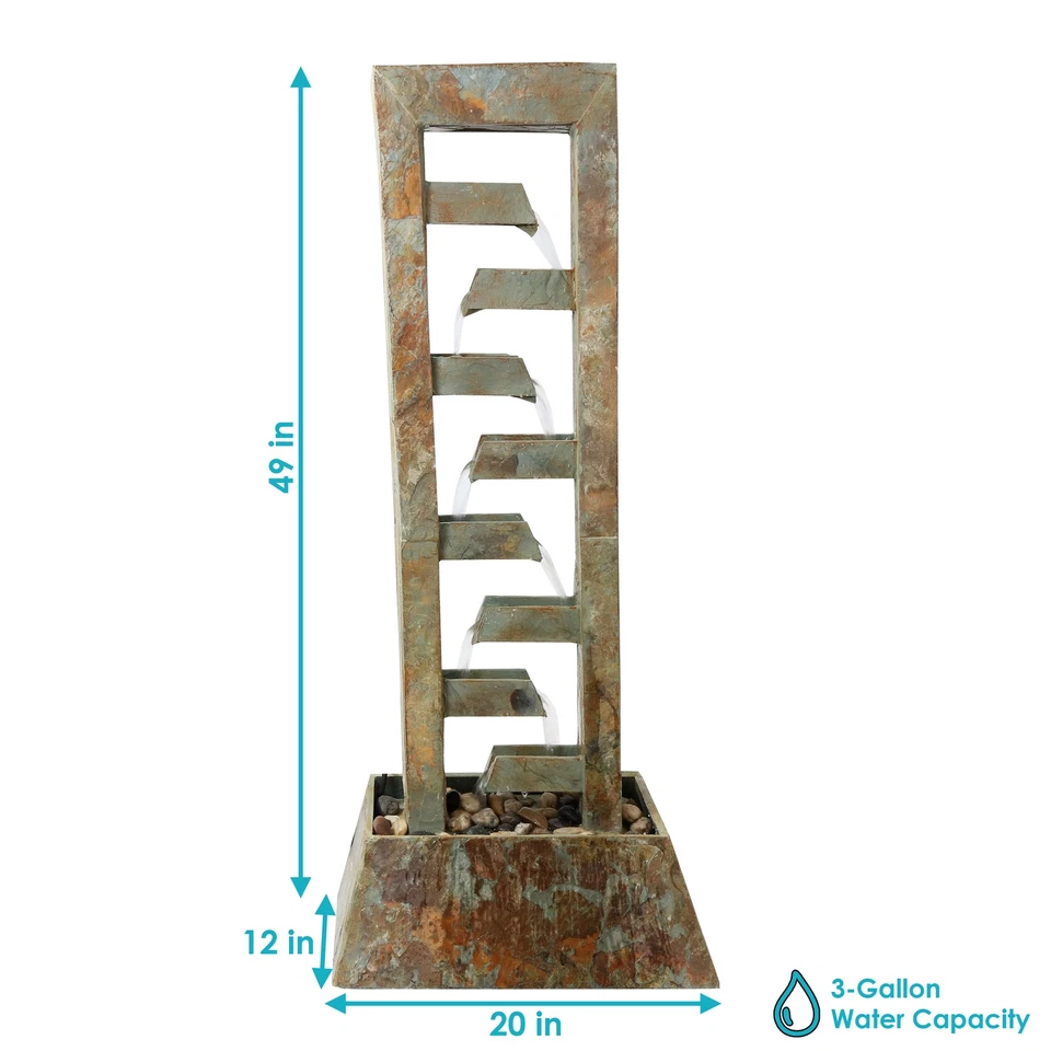 堆叠石板独立瀑布喷泉 - 49 英寸 Sunnydaze 出品 — 第 4/4 张图片