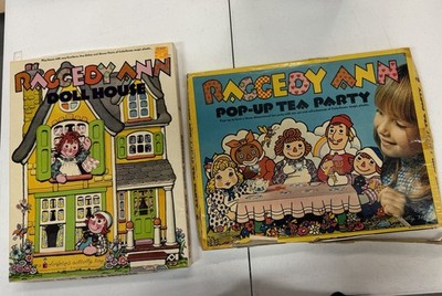 2 Vintage 1974  RAGGEDY ANN ~ Colorforms Activity Toys  ~ Doll House & Tea Party