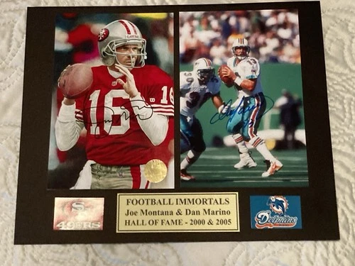 Joe Montana , Dan Marino Autographed Signed 5x7 Photo In A 8x10 Matt,  COA . HOF