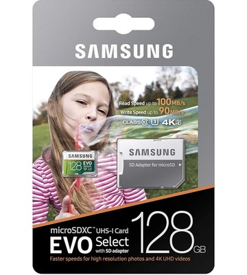 Samsung EVO Select 128GB Class 10 - microSDXC Card - (MB-ME128GA/AM)