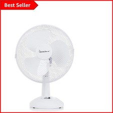 Efficient 9” Oscillating Desk Fan - 2 Speed Settings with Adjustable Tilt, White