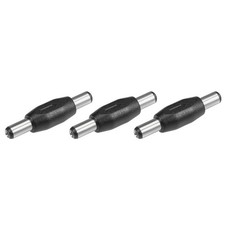 3Pcs DC Male to Male Connector 5.5mm x 2.1mm Power Cable Jack Adapter Black