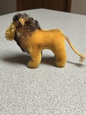 Vintage Steiff Lion Plush Mohair Toy with Rope Tail Made in Germany Button Only