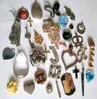 Vintage To Now Craft Junk Jewelry Lot Pendants Costume Repair Re-purpose
