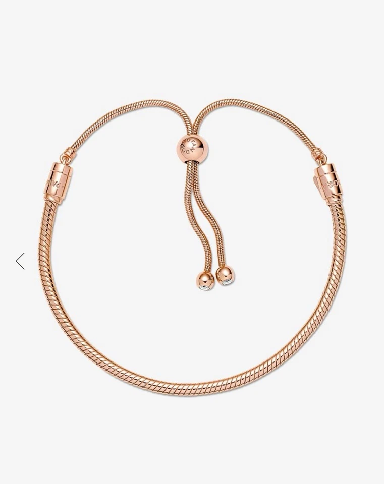 Pandora Moments Snake Chain Slider Bracelet ROSE GOLD NEW - Image 2 of 2