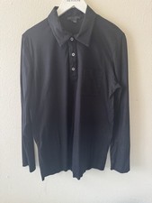 Rare Vintage Helmut Lang Summer Cotton Long Sleeve Polo Shirt Black 