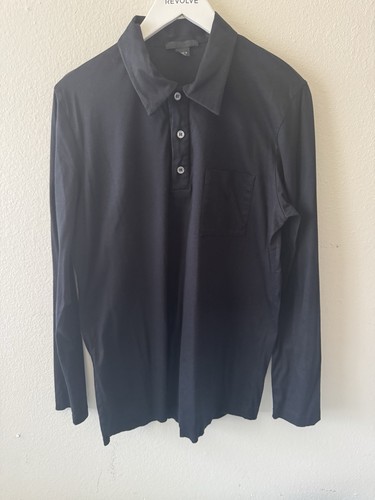 Helmut Lang, Rare Vintage Helmut Lang Summer Cotton Long Sleeve Polo Shirt (Black)