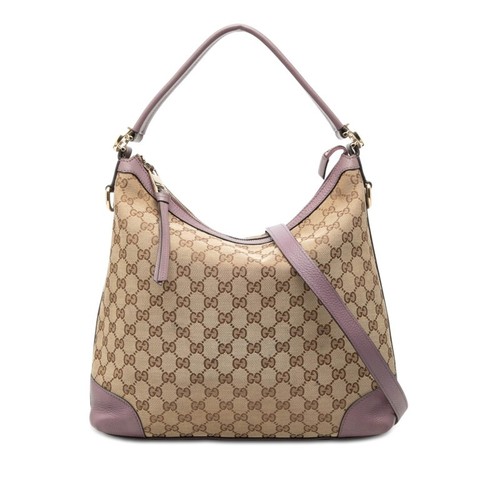 GUCCI GG Canvas Handbag Shoulder Bag 2WAY 326514 Beige Purple Leather Canvas Lad